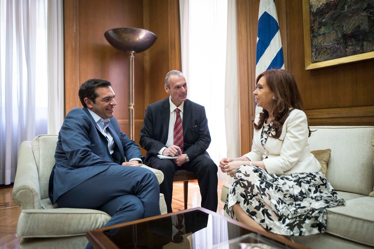 CFK en Grecia: encuentro con Tsipras y Voutsis