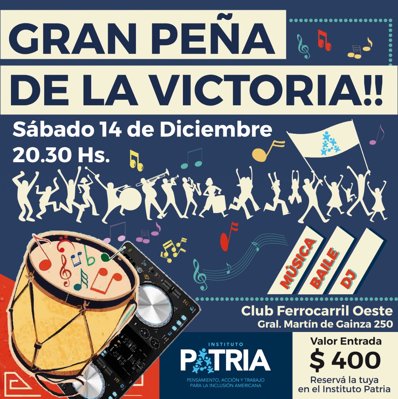 Sábado 14/12: El Patria cierra el año con una peña